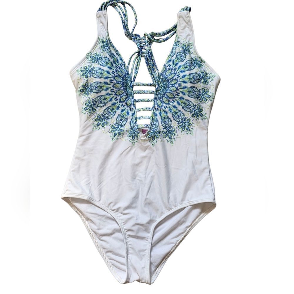 Women's White and Blue Swimsuit